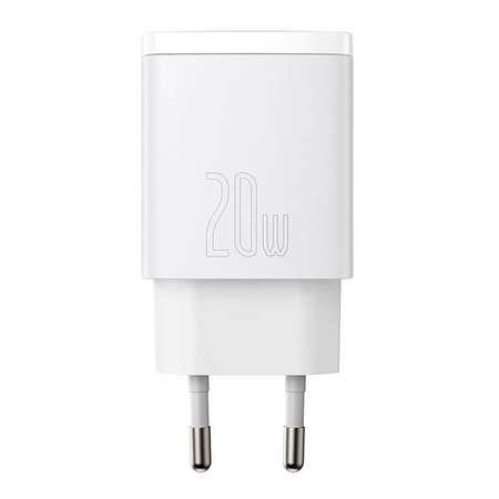 Ładowarka sieciowa BASEUS Compact Quick Charger 20W USB-A+USB-C (biała)