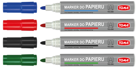 Marker permanentny TOMA 258 TO-258 mix*4 okrągła końcówka 4szt