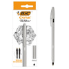 DŁUGOPIS BIC CRISTAL RE'NEW METAL 997201 CZARNY 1.0MM MATOWA SREBRNA OBUDOWA + 2 WKŁADY