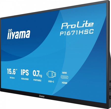 IIYAMA MONITOR 15.6 CALA P1671HSC-B1 IPS,FHD,MINIHDMI,2XUSBC,250CD,8MS,2X1W,  0,7KG