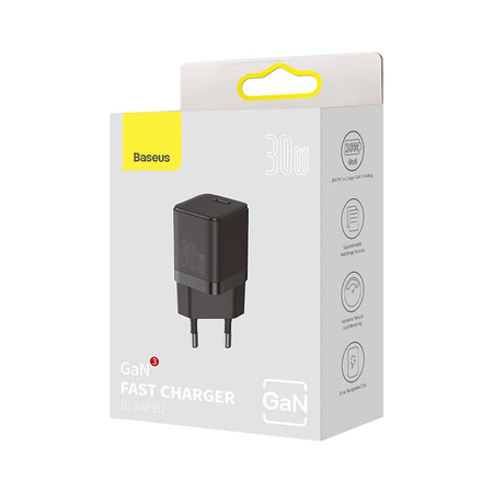 ŁADOWARKA SIECIOWA BASEUS GAN3 USB-C 30W (CZARNA)