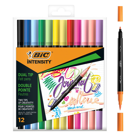 PISAKI DWUSTRONNE BIC INTENSITY DUAL TIP PASTEL 503847 MIX*12