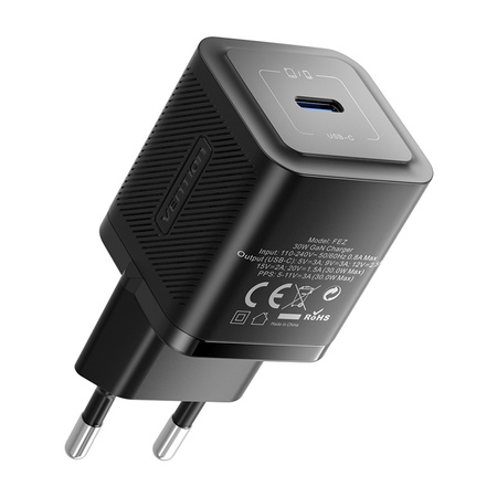 ŁADOWARKA SIECIOWA VENTION FEZW0-EU USB-C GAN (30W) (CZARNA)