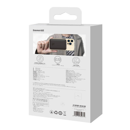 POWERBANK MAGNETYCZNY BASEUS MAGNETIC MINI 10000MAH, USB-C 20W MAGSAFE (CZARNY)