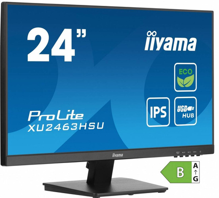 IIYAMA MONITOR 24 CALE XU2463HSU-B1 IPS,100HZ,ECO,3MS,SLIM,HDMI,DP,2X USB3.2 ,TCO,EPEAT