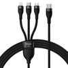 KABEL USB 3W1 BASEUS FLASH SERIES 2, USB-C + MICRO USB + LIGHTNING, 100W, 1.5M (CZARNY)