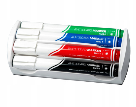 Marker suchościeralny & gąbka z magnesem RYSTOR 456-220M mix*4 okrągła k. 4mm 4szt