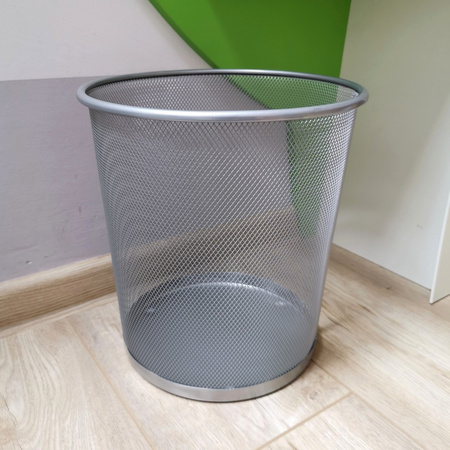 KOSZ NA ŚMIECI 12L D.RECT SREBRNY METALOWA SIATKA OKRĄGŁY