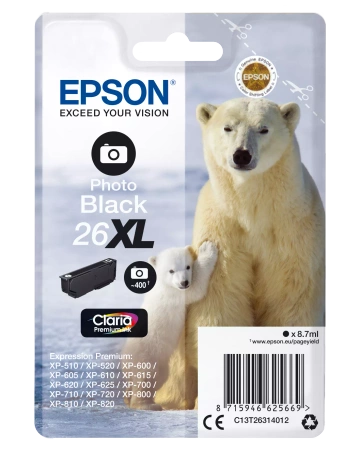 TUSZ ORYGINALNY EPSON T2631 C13T26314012 PHOTO CZARNY 8,7 ML