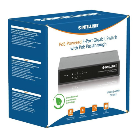 INTELLINET SWITCH GIGABIT 5XPOE PASSTHROUGH ZASILANY POE LUB AC,68W