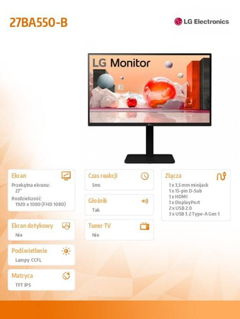 LG ELECTRONICS MONITOR 27BA550-B 27 CALI IPS FULL HD 100HZ