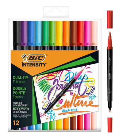 PISAKI DWUSTRONNE BIC INTENSITY DUAL TIP PASTEL 989695 MIX*12