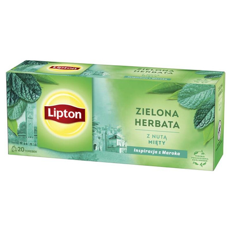 HERBATA ZIELONA Z NUTĄ MIĘTY LIPTON 20 TOREBEK