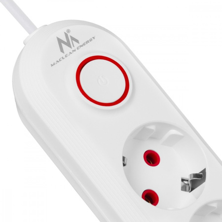 MACLEAN LISTWA ZASILAJĄCA 5 GNIAZD MCE395 W 3XUSB, 110-240V AC 50/60HZ, 2,1A MAX 2500W, BIAŁA