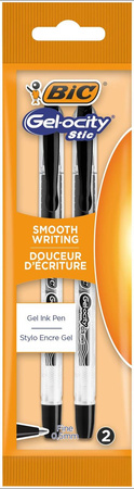 DŁUGOPIS ŻELOWY Z GUMOWANYM UCHWYTEM BIC GEL-OCITY STIC 989708 CZARNY 0.5MM TRANSPARENTNA OBUDOWA 2SZT
