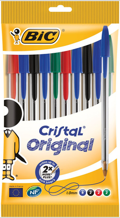 DŁUGOPIS JEDNORAZOWY BIC CRISTAL ORIGINAL 830865 MIX 1.0MM 10SZT
