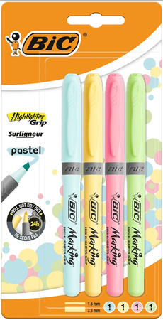 ZAKREŚLACZ BIC HIGHLIGHTER GRIP PASTEL 964859 MIX*4 1.6-3.3MM 4SZT