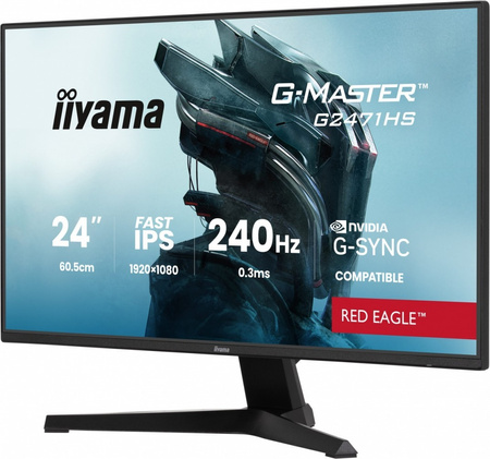 IIYAMA MONITOR 23,8 CALA G2471HS-B1 FAST IPS,FHD,240HZ,2XHDMI,DP, 350CD,     ADAPTIVE G-SYNC - 1920 X 1080 @48-240HZ  DISPLAYPORT ONLY