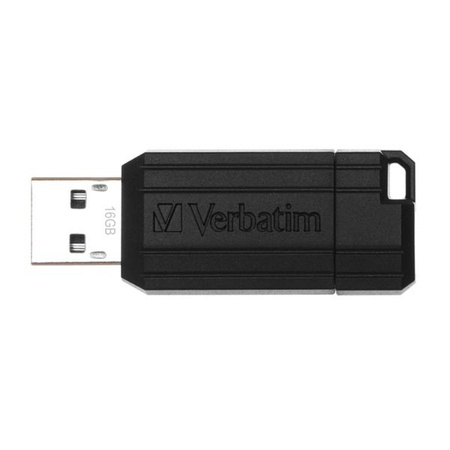 VERBATIM USB FLASH DISK, USB 2.0, 16GB, PINSTRIPE, STORE N GO, CZARNY, 49063, USB A, Z WYSUWANYM ZŁĄCZEM