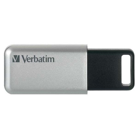 VERBATIM USB FLASH DISK, USB 3.0, 16GB, SECURE PRO, STORE N GO, SREBRNY, 98664, USB A, SZYFROWANIE AES 256-BIT, WYSUWANE ZŁĄCZE