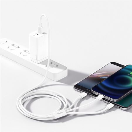 Kabel USB 3w1 Baseus Superior Series, USB do micro USB / USB-C / Lightning, 3.5A, 1.5m (biały)