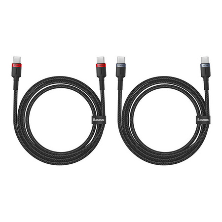 KABEL BASEUS CAFULE USB-C DO USB-C 100W,1M, 2SZT (CZERWONO-CZARNY, SZARO-CZARNY)