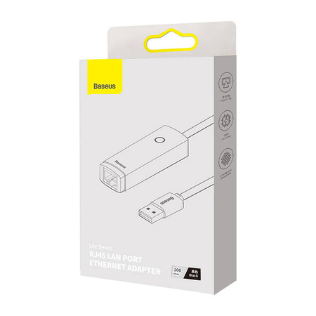 ADAPTER SIECIOWY BASEUS LITE SERIES USB DO RJ45, 100MBPS (CZARNY)