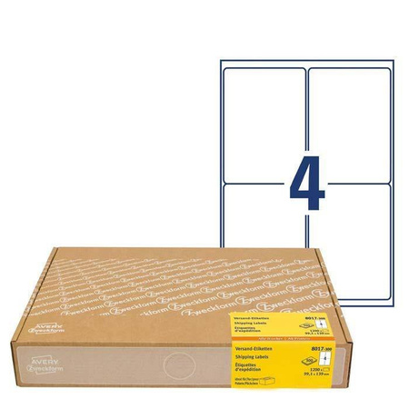 Etykiety wysyłkowe 99.1x143.5mm do adresowania AVERY ZWECKFORM 8017-300 białe 300ark*4szt