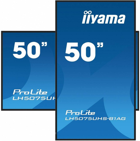 IIYAMA MONITOR 50 CALI LH5075UHS-B1AG,24/7,VA,ANDROID.11,4K,3XHDMI,DP,RJ45, 2XUSB,2X10W