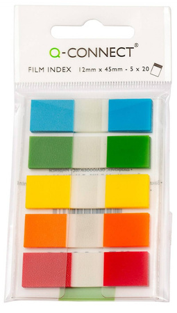 ZAKŁADKI INDEKSUJĄCE FOLIOWE 12X45MM Q-CONNECT MIX KOLORÓW 5X20 SZT