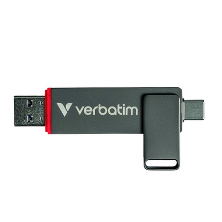 VERBATIM USB FLASH DISK, USB C A USB 3.2 GEN 1, 1000GB, DUAL QUICKSTICK, SZARY, 32043, USB C, Z OCZKIEM NA BRELOK