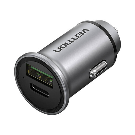 ŁADOWARKA SAMOCHODOWA USB-A, USB-C VENTION FFBH0 18/20W SZARA