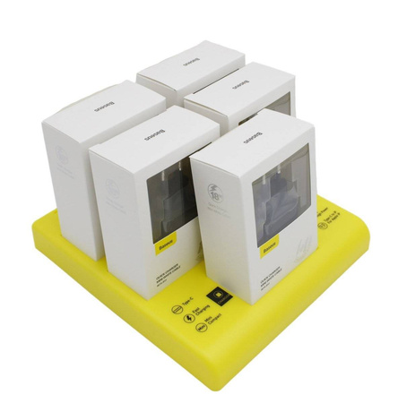 ZESTAW ŁADOWAREK SIECIOWYCH USB-C PD BASEUS MINI, POWER DELIVERY 18W I KABLA USB-C - LIGHTNING 1M (CZARNY) 5SZT.