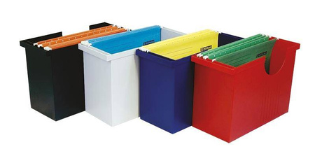 PUDŁO ARCHIWIZACYJNE 330X260X160MM DONAU Z 5 TECZKAMI CZERWONY PLASTIK