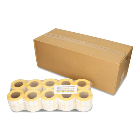 ETYKIETY SAMOPRZYLEPNE 32X20MM TERMICZNE W ROLCE EMERSON TERMO ECO BIAŁE 20ROLEK*1000SZT