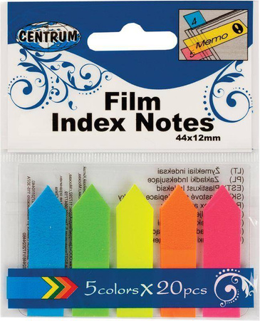 ZAKŁADKI INDEKSUJĄCE FOLIOWE 45X12MM CENTRUM 83506 NEON*5 20SZT