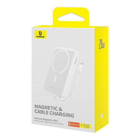 POWERBANK MAGNETYCZNY BASEUS MAGNETIC MINI 10000MAH, LIGHTNING 20W MAGSAFE (BIAŁY)