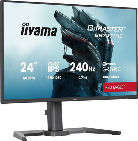 IIYAMA MONITOR 23,8 CALA GB2471HS-B1 FAST IPS,FHD,240HZ,2XHDMI,DP, 350CD, HAS(150) PIVOT, ADAPTIVE G-SYNC - 1920 X 1080 @48-240HZ  DISPLAYPORT ONLY
