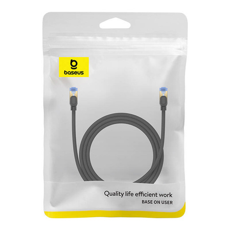 KABEL SIECIOWY W OPLOCIE KAT. 7 BASEUS ETHERNET RJ45, 10GBPS, 1,5M (CZARNY)