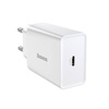 ŁADOWARKA SIECIOWA BASEUS SPEED MINI QUICK CHARGER, USB-C, PD, 3A, 20W (BIAŁA)