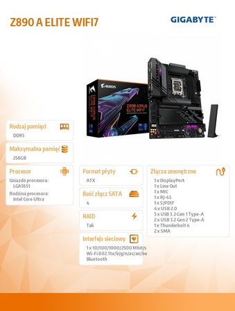 GIGABYTE PŁYTA GŁÓWNA Z890 A ELITE WIFI7