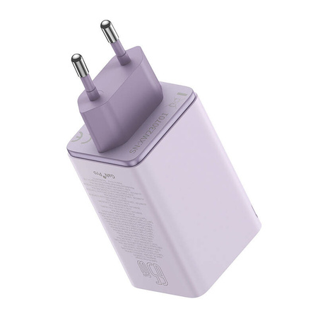 ŁADOWARKA SIECIOWA BASEUS GAN6 PRO, 2XUSB-C + 2XUSB, 65W (FIOLETOWA)