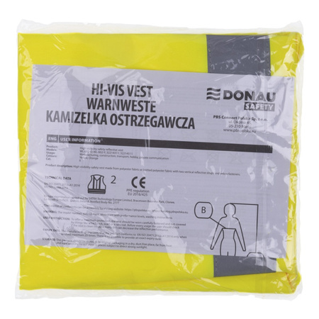 KAMIZELKA ODBLASKOWA ŻÓŁTA DONAU SAFETY 3XL