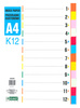 PRZEKŁADKI 1-12 A4 D.RECT MIX KOLORÓW KARTON 12KART
