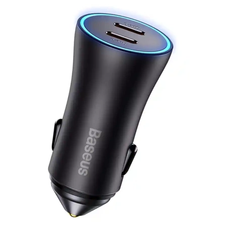 Ładowarka samochodowa Baseus Golden Contactor Pro, 2x USB-C, 40W (szara)