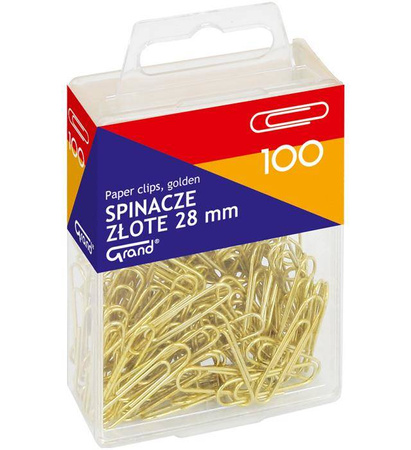 SPINACZE OKRĄGŁE 28MM GRAND 110-1633 ZŁOTE W POJEMNIKU PLASTIKOWYM 100SZT