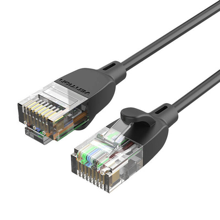 KABEL SIECIOWY UTP CAT6A VENTION IBIBF RJ45 ETHERNET 10GBPS 1M CZARNY TYPU SLIM
