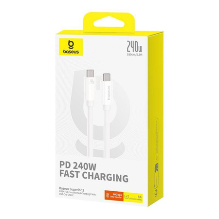 KABEL USB-C DO USB-C BASEUS SUPERIOR 2 240W. 1,8M (BIAŁY)