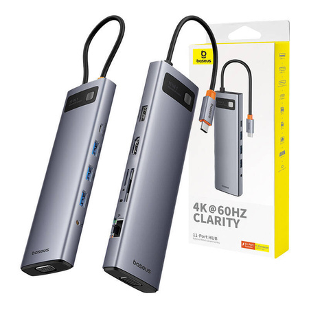 HUB 11W1 BASEUS STARJOY METAL GLAM SERIES, USB-C DO HDMI +VGA + 3 X USB 3.0 + USB 2.0+USB-C PD + RJ45 + SD/TF +3,5MM