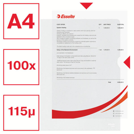 OFERTÓWKA GROSZKOWA A4 ESSELTE L 54832 PRZEZROCZYSTY PP 115MIC 100SZT